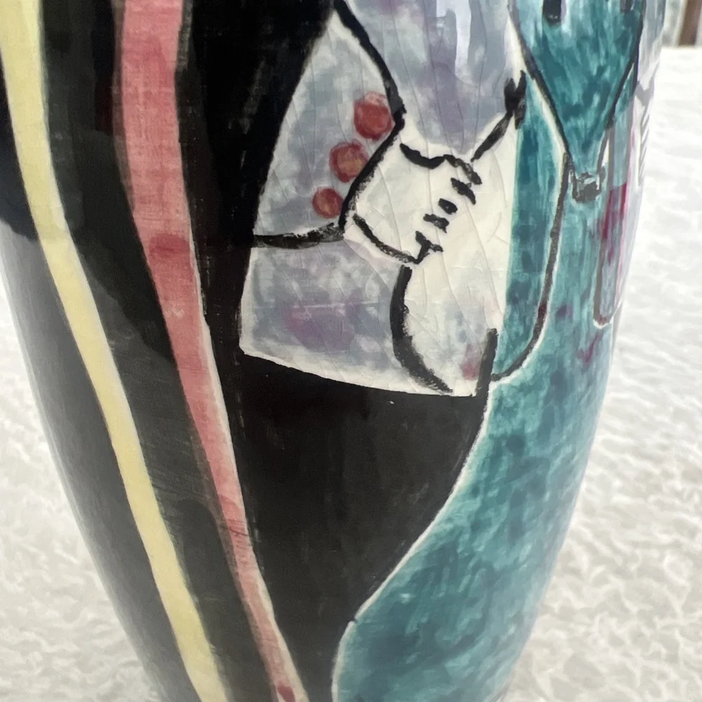 Rare 1969 San Marino Ceramica Titano Hand Painted 9” Day of Dead Vase AD Signed